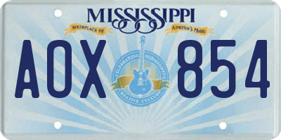 MS license plate AOX854