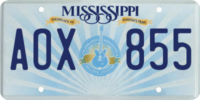 MS license plate AOX855