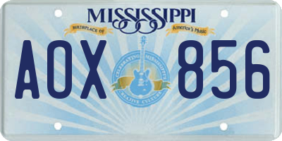 MS license plate AOX856