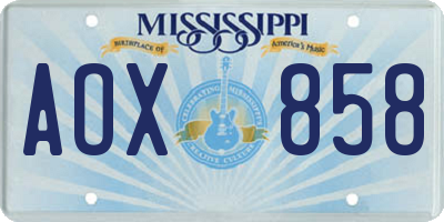 MS license plate AOX858