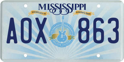 MS license plate AOX863