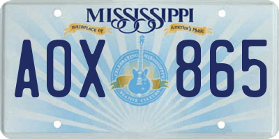 MS license plate AOX865