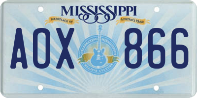 MS license plate AOX866