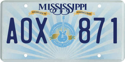 MS license plate AOX871