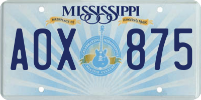 MS license plate AOX875