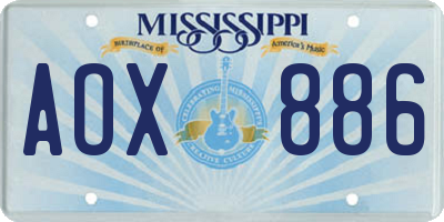 MS license plate AOX886