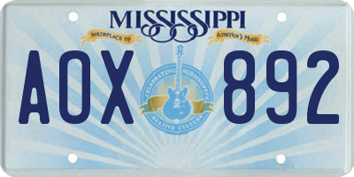 MS license plate AOX892