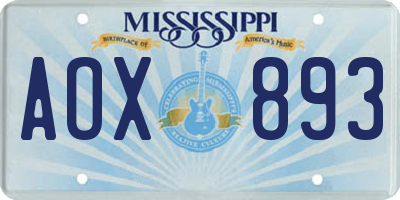 MS license plate AOX893