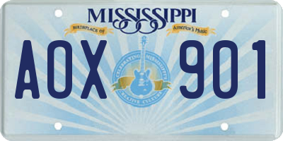 MS license plate AOX901