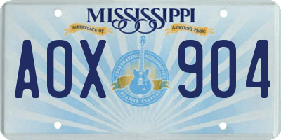MS license plate AOX904