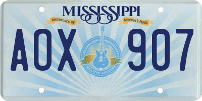 MS license plate AOX907