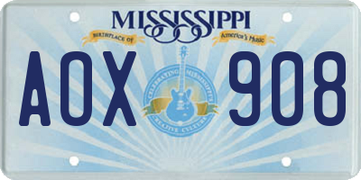 MS license plate AOX908