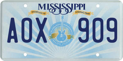 MS license plate AOX909