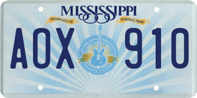 MS license plate AOX910