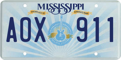 MS license plate AOX911
