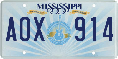 MS license plate AOX914