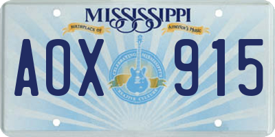 MS license plate AOX915