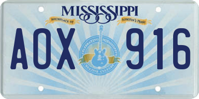 MS license plate AOX916