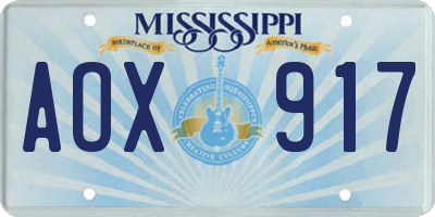 MS license plate AOX917