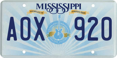 MS license plate AOX920