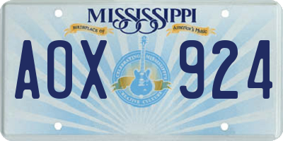 MS license plate AOX924