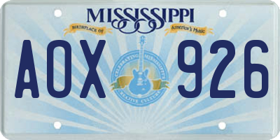MS license plate AOX926