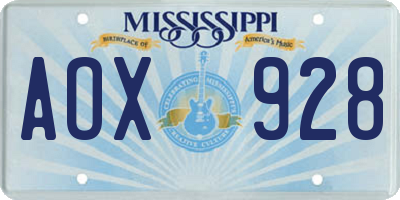 MS license plate AOX928