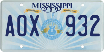 MS license plate AOX932