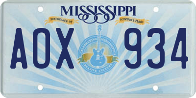 MS license plate AOX934