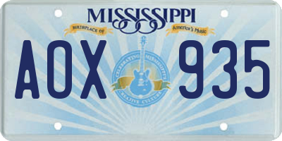MS license plate AOX935