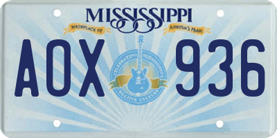 MS license plate AOX936