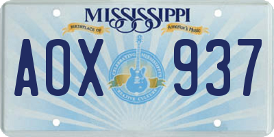 MS license plate AOX937