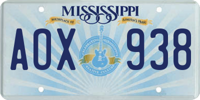 MS license plate AOX938