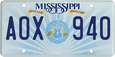 MS license plate AOX940