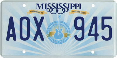 MS license plate AOX945
