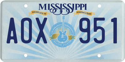 MS license plate AOX951