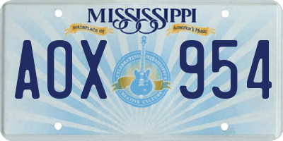 MS license plate AOX954
