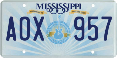 MS license plate AOX957