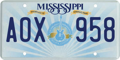 MS license plate AOX958
