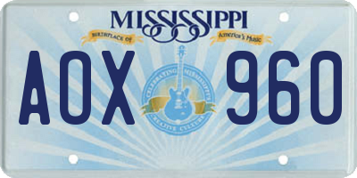 MS license plate AOX960