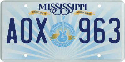 MS license plate AOX963