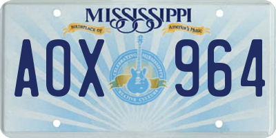 MS license plate AOX964