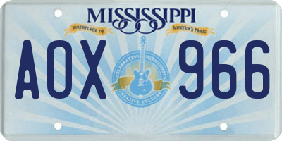 MS license plate AOX966