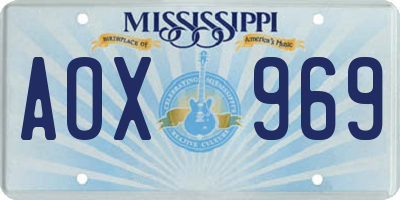 MS license plate AOX969