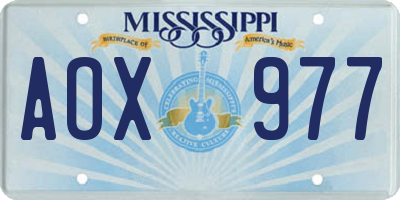 MS license plate AOX977