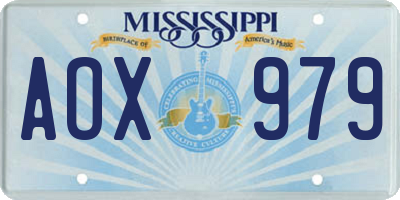 MS license plate AOX979