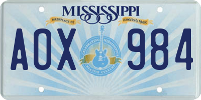 MS license plate AOX984