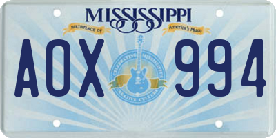 MS license plate AOX994