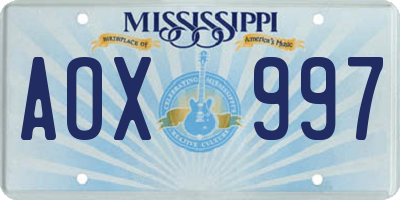 MS license plate AOX997
