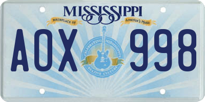 MS license plate AOX998